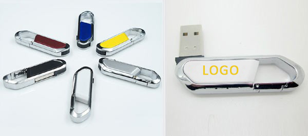 Plastic rotating carabiner USB flash drive